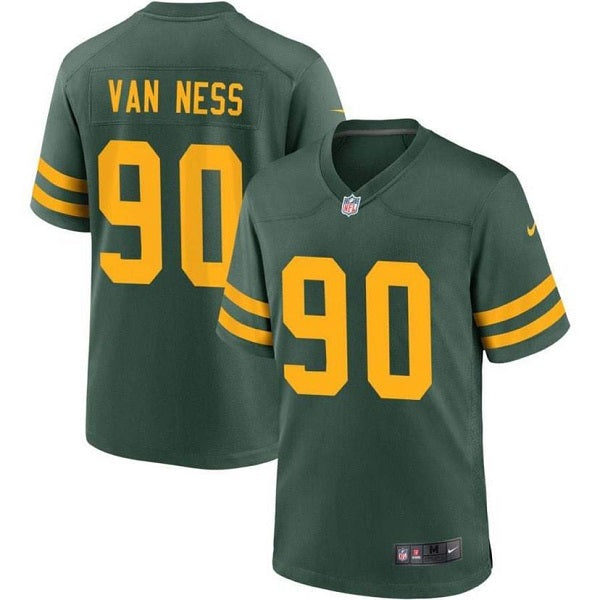 Mens Green Bay Packers #90 Lukas Van Ness Green Stitched Game Jersey