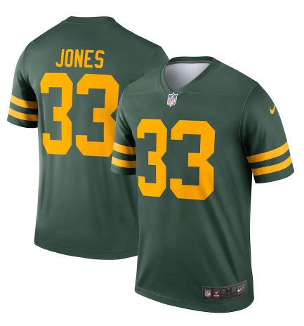 Mens Green Bay Packers #33 Aaron Jones 2021 Green Legend Stitched Football Jersey