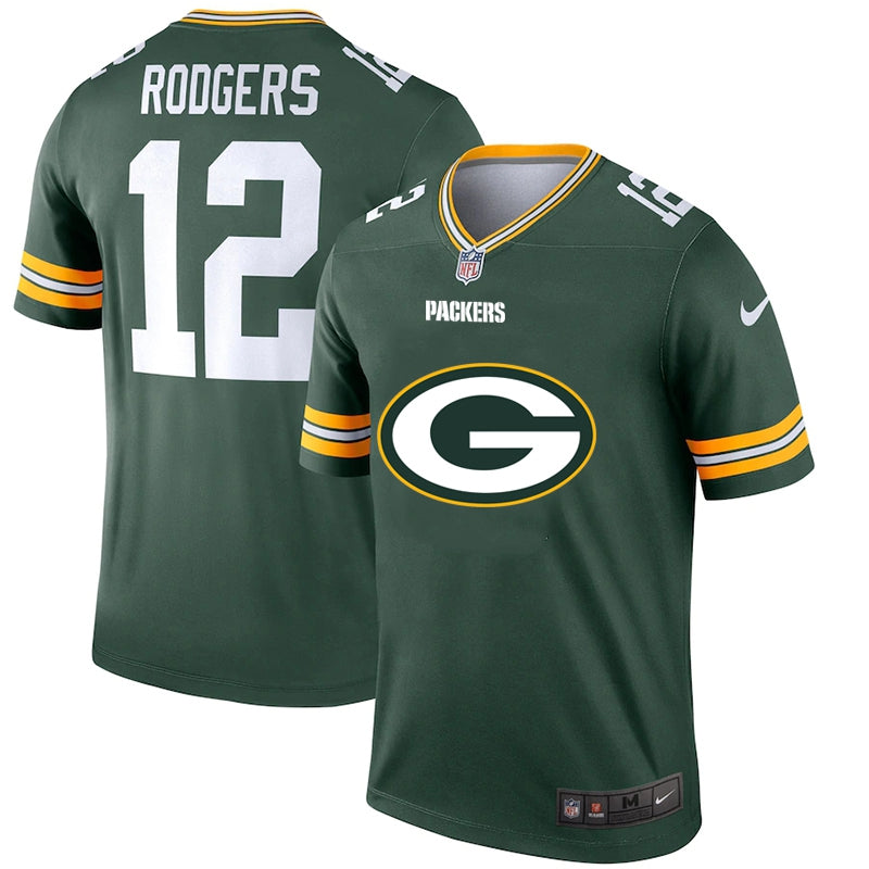 Mens Green Bay Packers #12 Aaron Rodgers Green 2020 Team Big Logo Stitched Jersey