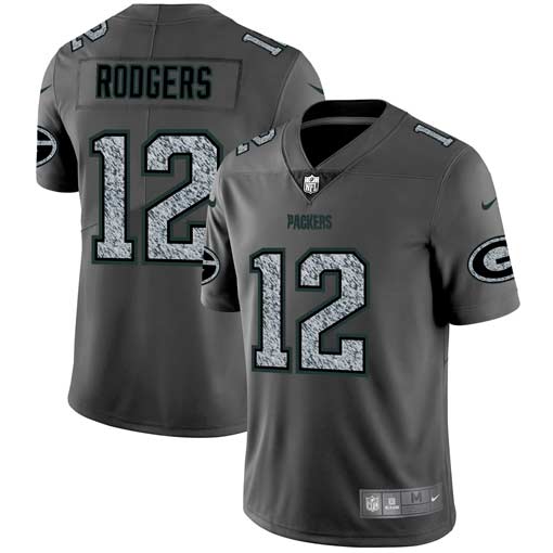 Mens Green Bay Packers #12 Aaron Rodgers 2019 Gray Fashion Static Limited Stitched NFL Jersey
