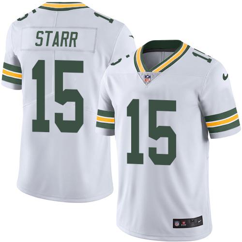 Nike Packers #15 Bart Starr White Mens Stitched NFL Limited Rush Jersey
