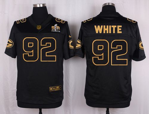 Nike Packers #92 Reggie White Black Mens Stitched NFL Elite Pro Line Gold Collection Jersey