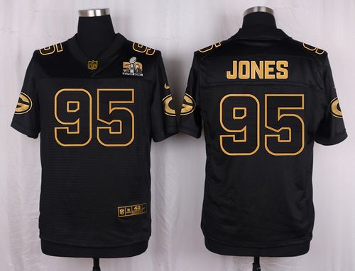 Nike Packers #95 Datone Jones Black Mens Stitched NFL Elite Pro Line Gold Collection Jersey