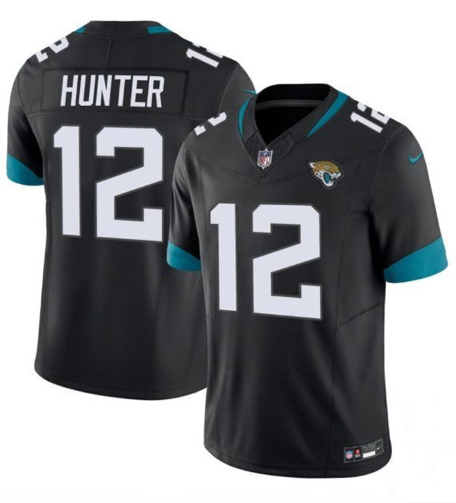 Mens Jacksonville Jaguars #12 Travis Hunter Black 2025 Draft FUSE Vapor Limited Stitched Football Jersey