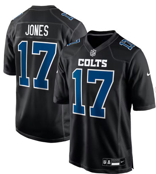 Mens Indianapolis Colts #17 Daniel Jones Black Stitched Game Jersey