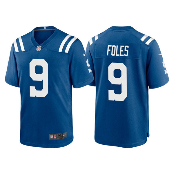 Mens Indianapolis Colts #9 Nick Foles Royal Stitched Game Jersey