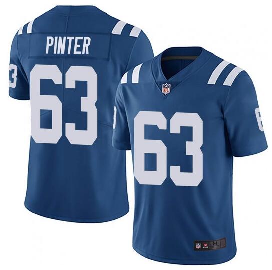 Mens Indianapolis Colts #63 Danny Pinter Blue Stitched Jersey