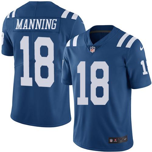 Nike Colts #18 Peyton Manning Royal Blue Mens Stitched NFL Limited Rush Jersey