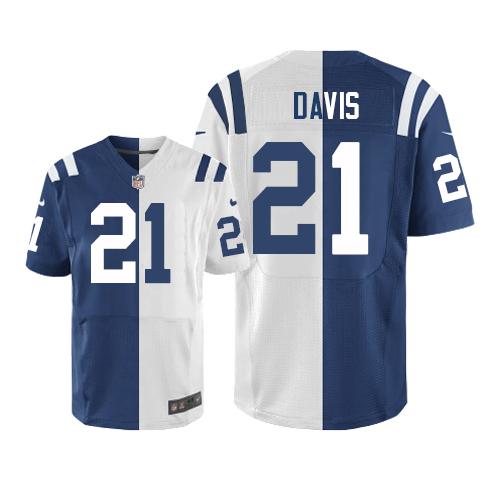 Nike Colts #21 Vontae Davis Royal Blue/White Mens Stitched NFL Elite Split Jersey
