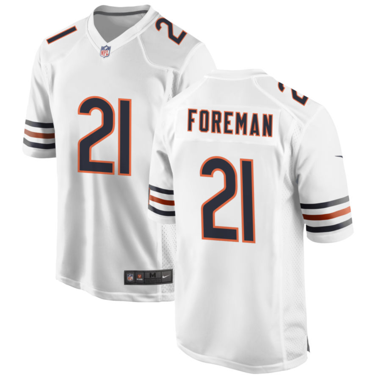 Mens Chicago Bears #21 DOnta Foreman White Stitched Game Football Jersey