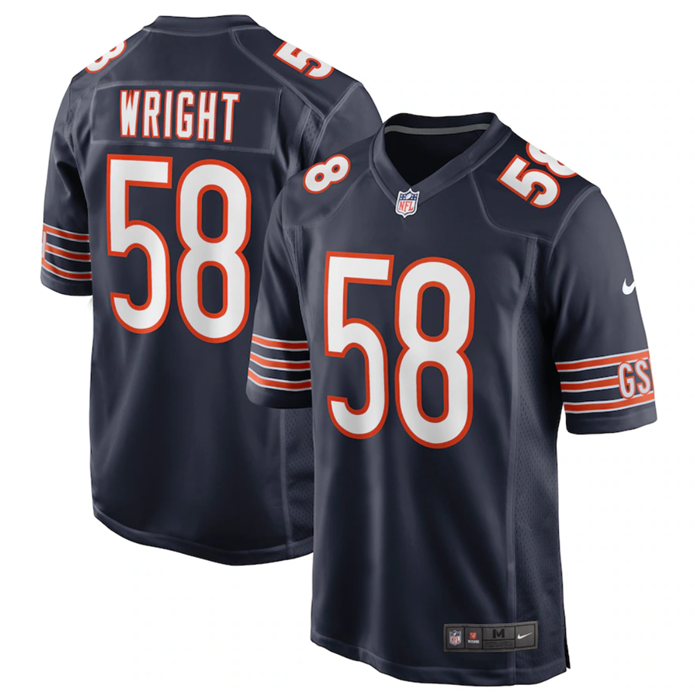 Mens Chicago Bears #58 Darnell Wright Navy 2023 Draft Stitched Football Game Jersey