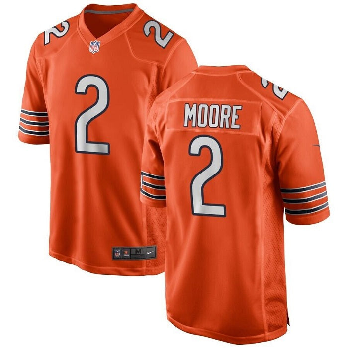 Mens Chicago Bears #2 DJ Moore Orange Stitched Game Jersey
