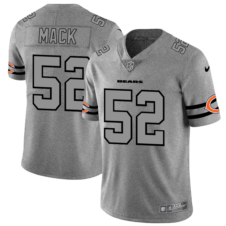 Mens Chicago Bears #52 Khalil Mack 2019 Gray Gridiron Team Logo Limited Stitched NFL Jersey