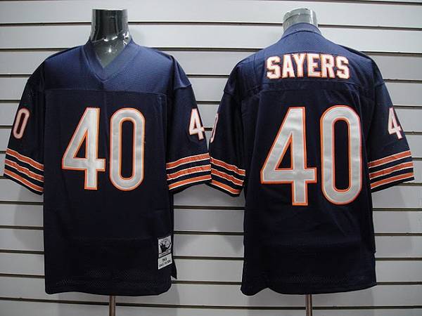 Mitchell Ness Bears #40 Gale Sayers Blue With Small Number Stitched Throwback NFL Jersey