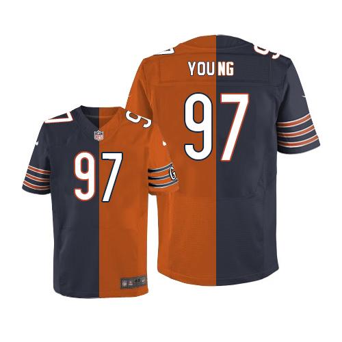 Nike Bears #97 Willie Young Navy Blue/Orange Mens Stitched NFL Elite Split Jersey