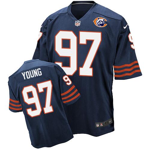 Nike Bears #97 Willie Young Navy Blue Throwback Mens Stitched NFL Elite Jersey