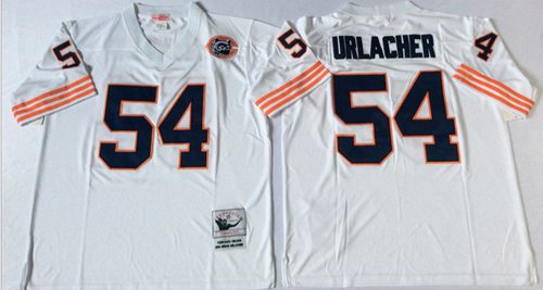 MitchellNess Bears #54 Brian Urlacher White Big No Throwback Stitched NFL Jersey