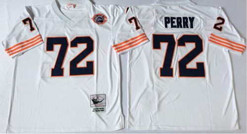 MitchellNess Bears #72 William Perry White Big No Throwback Stitched NFL Jersey