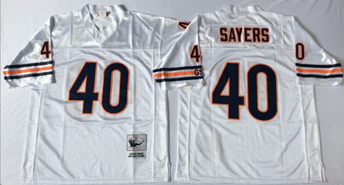 MitchellNess Bears #40 Gale Sayers White Small No Throwback Stitched NFL Jersey