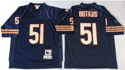 MitchellNess Bears #51 Dick Butkus Blue Small No Throwback Stitched NFL Jersey