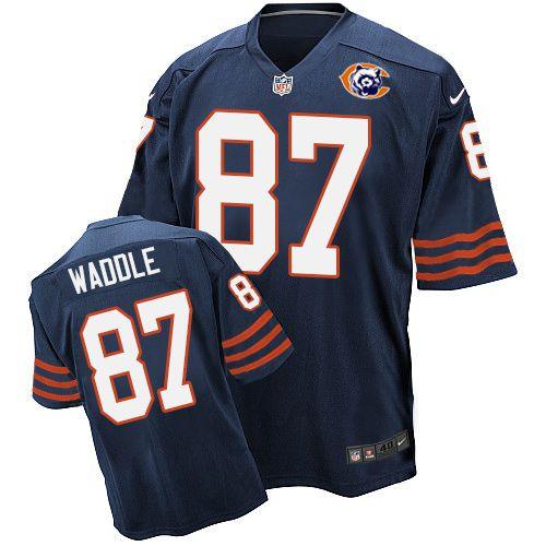 Nike Bears #87 Tom Waddle Navy Blue Throwback Mens Stitched NFL Elite Jersey