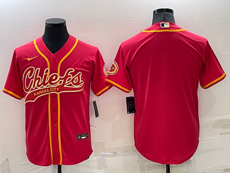 Mens Kansas City Chiefs Blank Red Cool Base Stitched Baseball Jersey