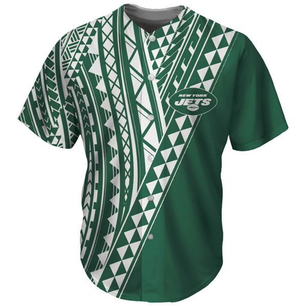 Mens New York Jets Green Baseball Jersey