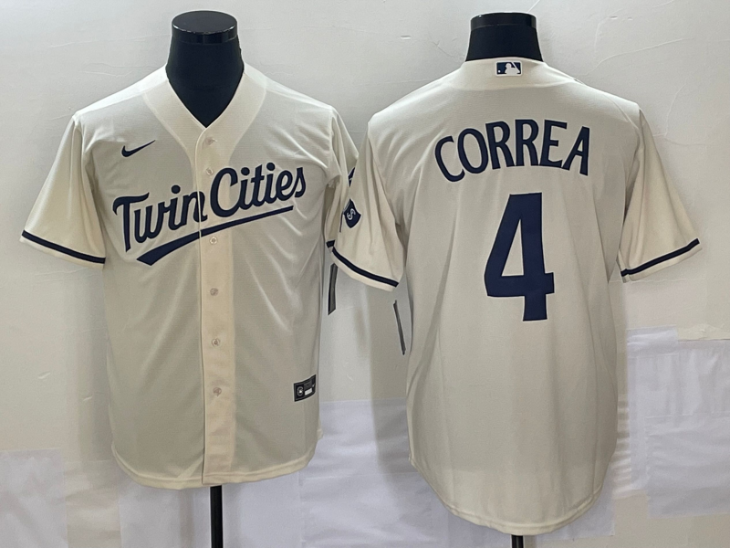 Men's Minnesota Twins Carlos Correa #4 Beige Alternate Jersey