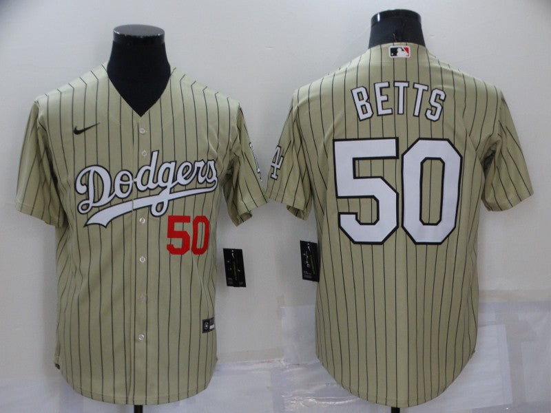 Men's Los Angeles Dodgers Mookie Betts #50 Gold Baseball Jersey