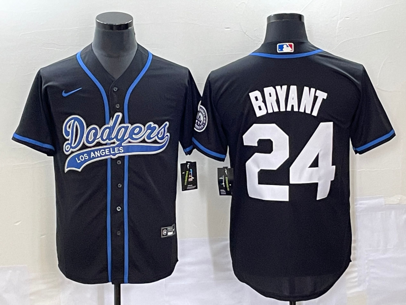 Men's Los Angeles Dodgers Kobe Bryant #24 Black Jersey Joint Edition