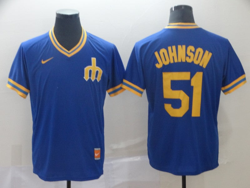 Men's Seattle Mariners Randy Johnson #51 Blue Baseball Jersey