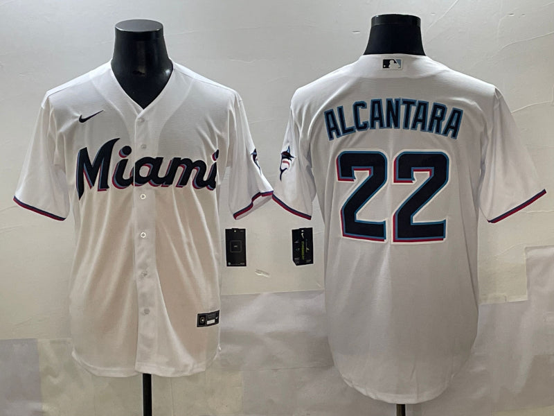 Men's Miami Marlins Sandy Alcantara #22 White Home Limited Jersey