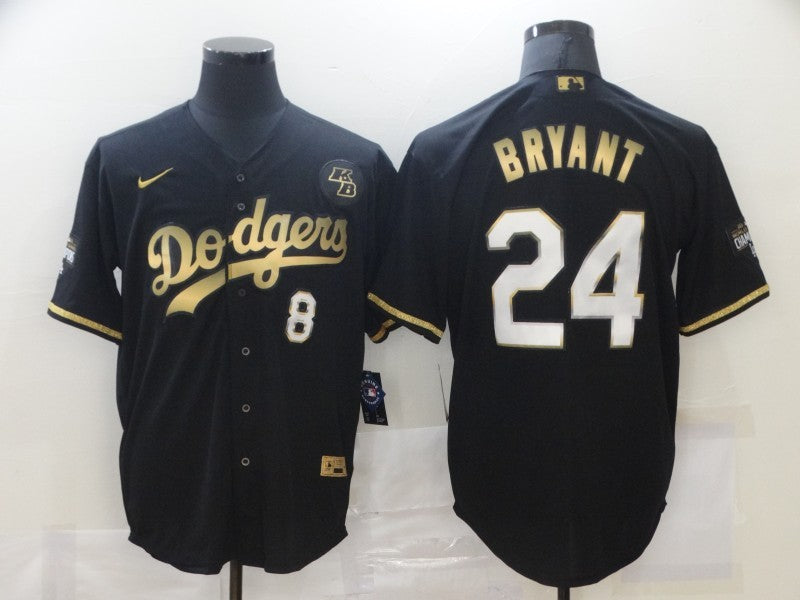 Men's Los Angeles Dodgers Kobe Bryant #8-24 Black Jersey