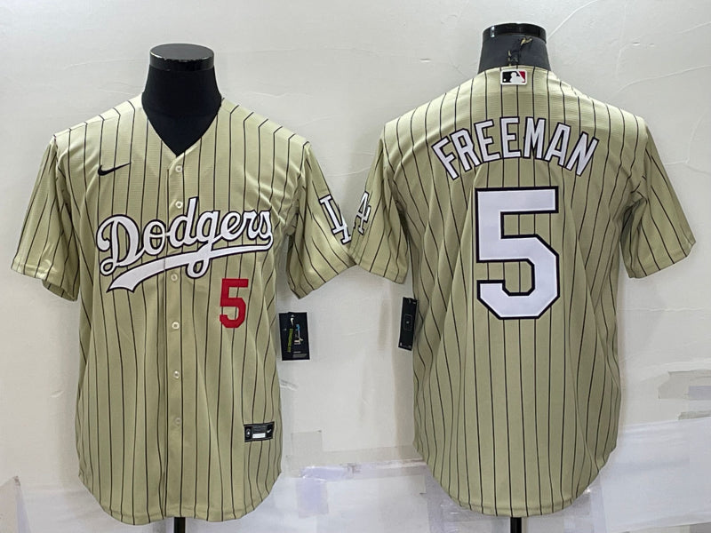 Men's Los Angeles Dodgers Freddie Freeman #5 Gold Baseball Jersey