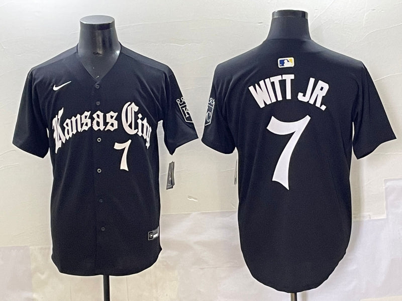 Men's Kansas City Royals Bobby Witt Jr. #7 Black Jersey