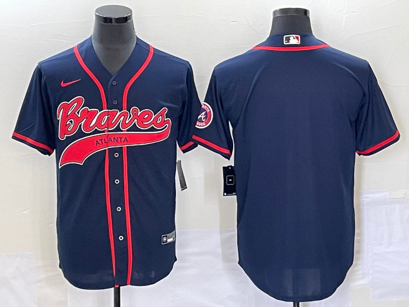 Men's Atlanta Braves Navy Blank Jersey Joint Edition
