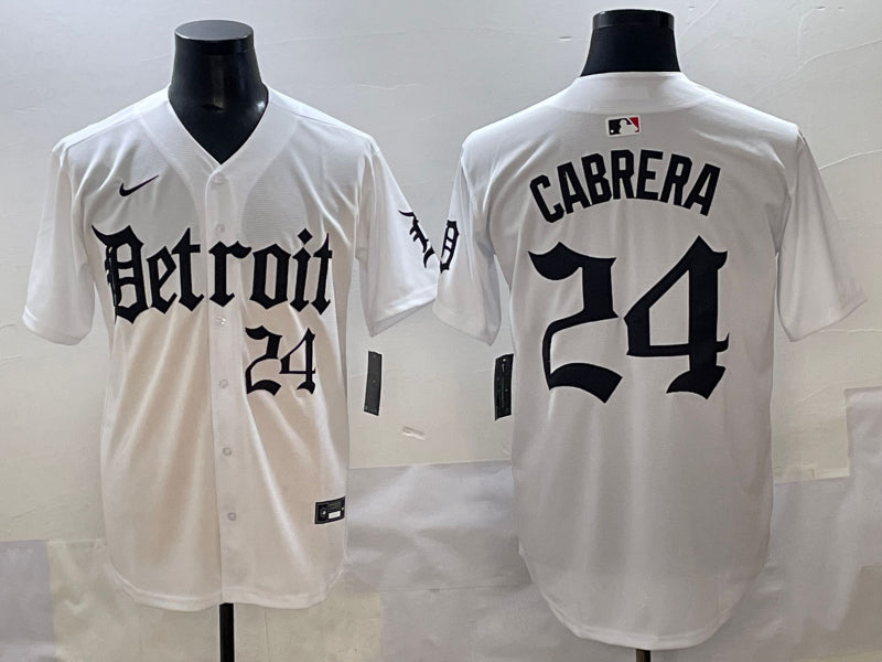 Men's Detroit Tigers Miguel Cabrera #24 White Jersey