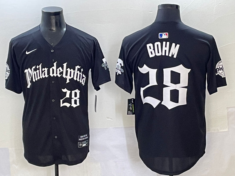 Men's Philadelphia Phillies Alec Bohm #28 Black Jersey