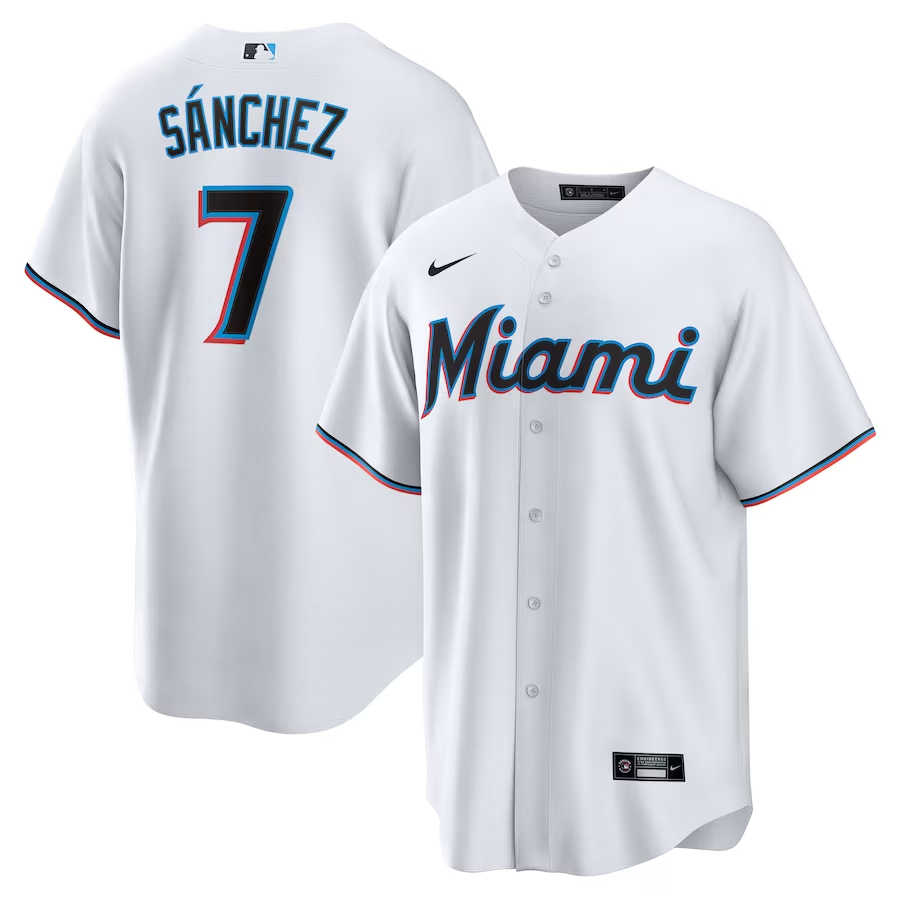 Men's Miami Marlins Jesus Sanchez #7 White Home Jersey