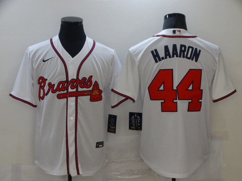 Men's Atlanta Braves Hank Aaron #44 White Jersey