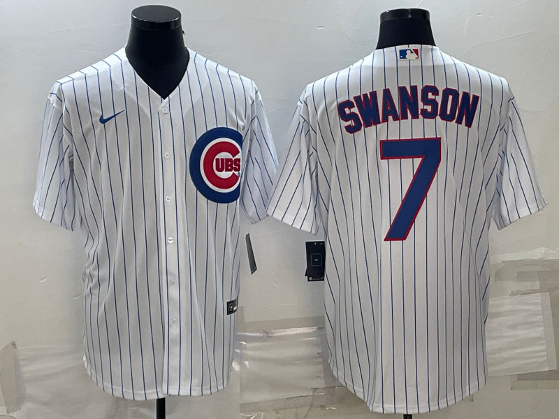 Men's Chicago Cubs Dansby Swanson White Home Jersey