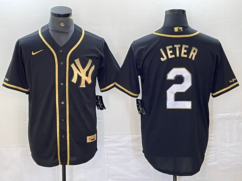 Men's New York Yankees Derek Jeter #2 Black Stitched Jersey