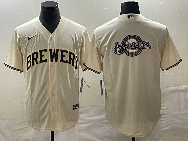 Men's Milwaukee Brewers Cream Home Team Jersey
