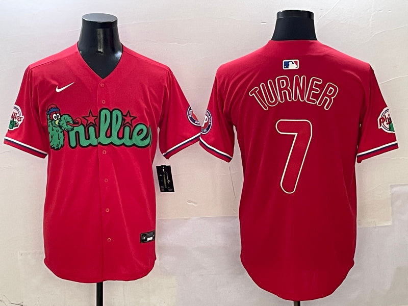 Men's Philadelphia Phillies Trea Turner #7 Red Jersey
