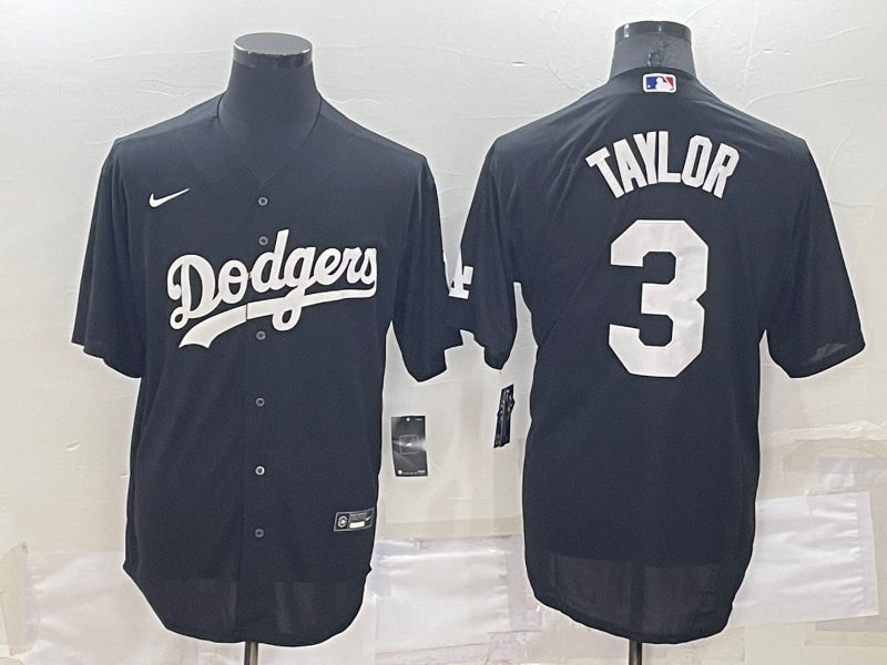 Men's Los Angeles Dodgers Chris Taylor #3 Black Baseball Jersey