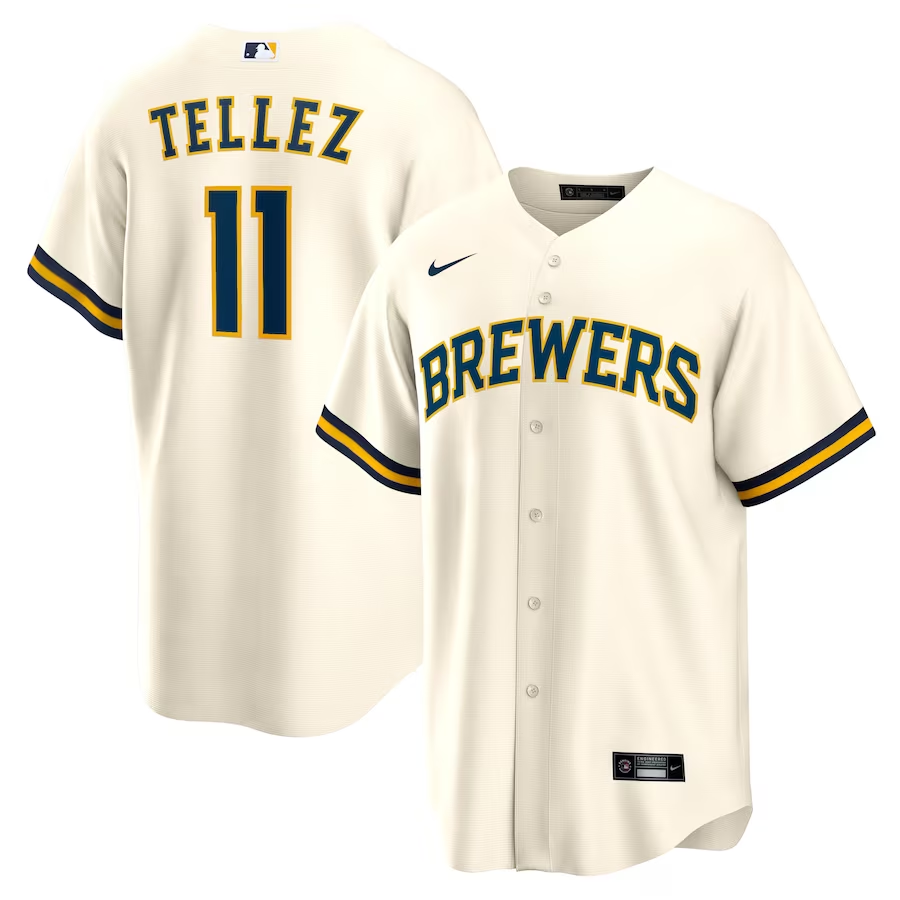 Men's Milwaukee Brewers Rowdy Tellez #11 White Jersey