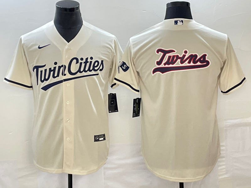 Men's Minnesota Twins Beige Alternate Team Logo Jersey