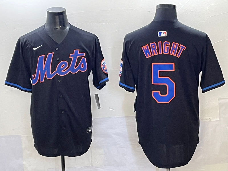 Men's New York Mets David Wright #5 Black Jersey