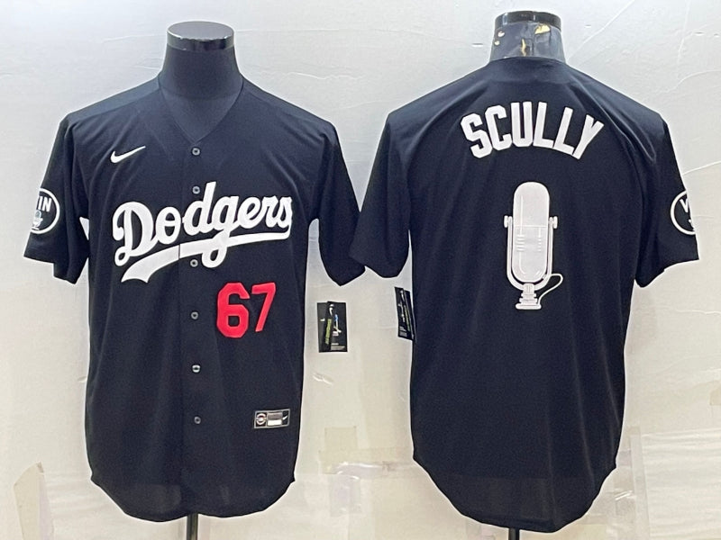Men's Los Angeles Dodgers Vince Scully #67 Black Baseball Jersey