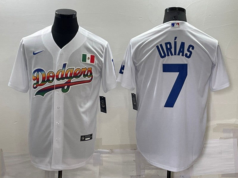 Men's Los Angeles Dodgers Julio Urias #7 White Authentic Jersey